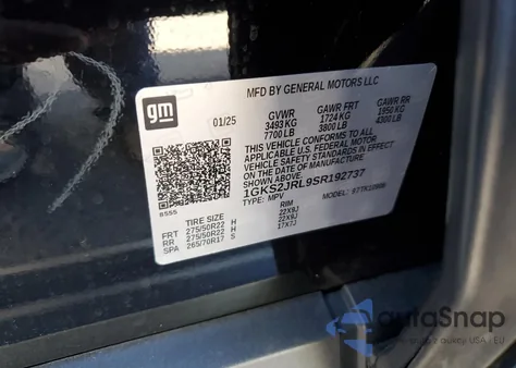 2025 GMC Yukon Xl Denali z USA, uszkodzony, nr VIN 1GKS2JRL9SR192737